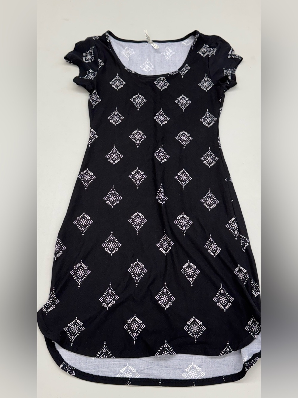 LuLaRoe Black Midi Dress with White Geometric Print